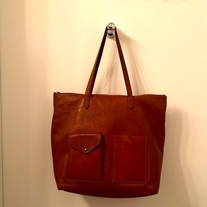 Madewell Leather Tote Bag, English Saddle Color